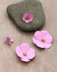Pink Floral Statement Earrings