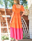 Sweetheart Color Block Maxi Dress