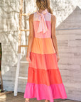 Color Block Tiered Maxi Dress