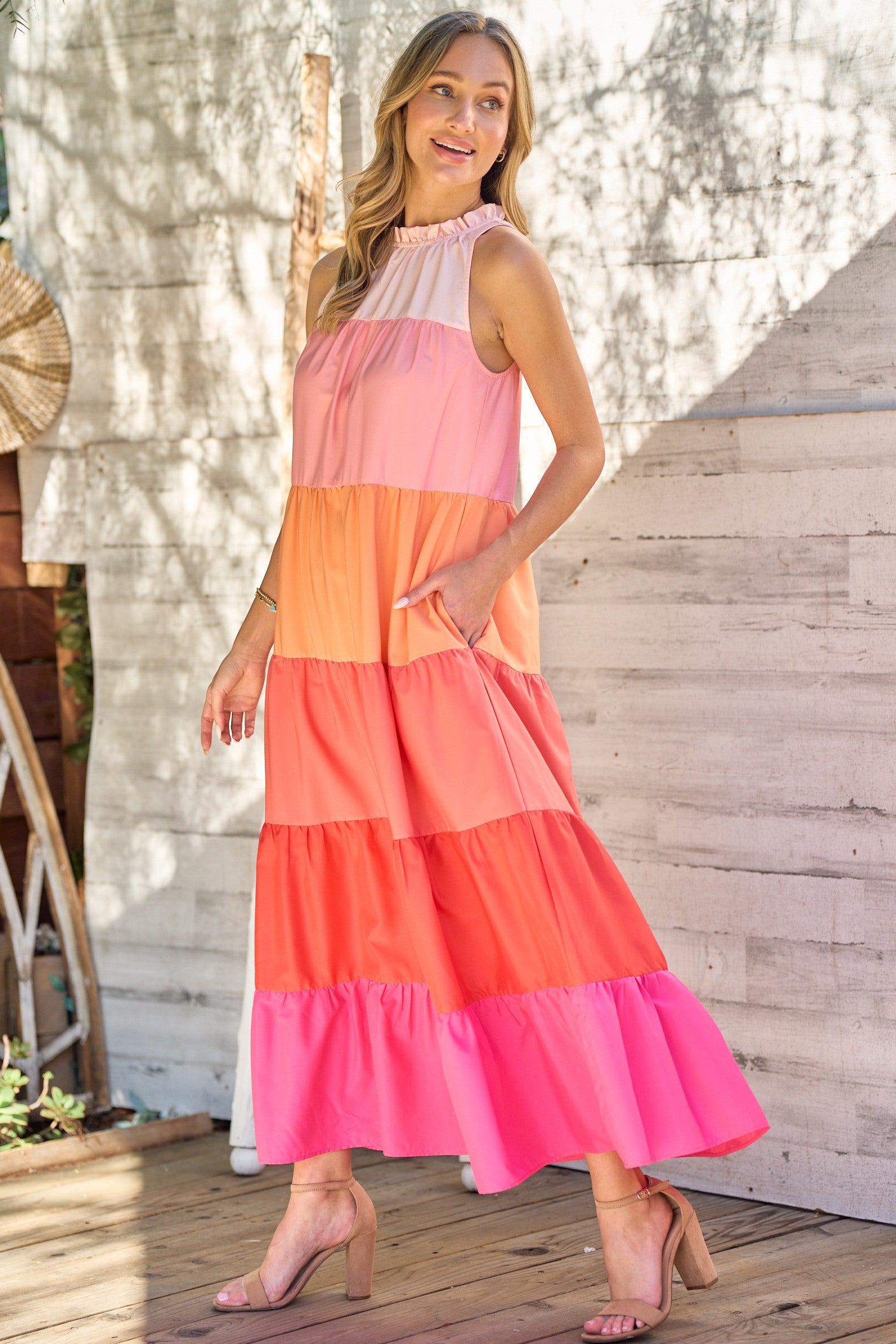 Gorgeous Color Block Maxi Dress