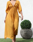 V-Neck Maxi Dress with Tie Back