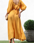 V-Neck Maxi Dress with Tie Back