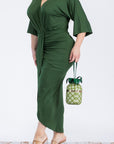 Plus Size V-Neck Ruched Bodycon Dress