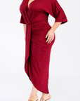 Plus Size V-Neck Ruched Bodycon Dress