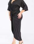 Plus Size V-Neck Ruched Bodycon Dress