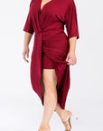 Plus Size V-Neck Ruched Bodycon Dress