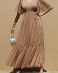 Ruffled Mesh Midi Dress
