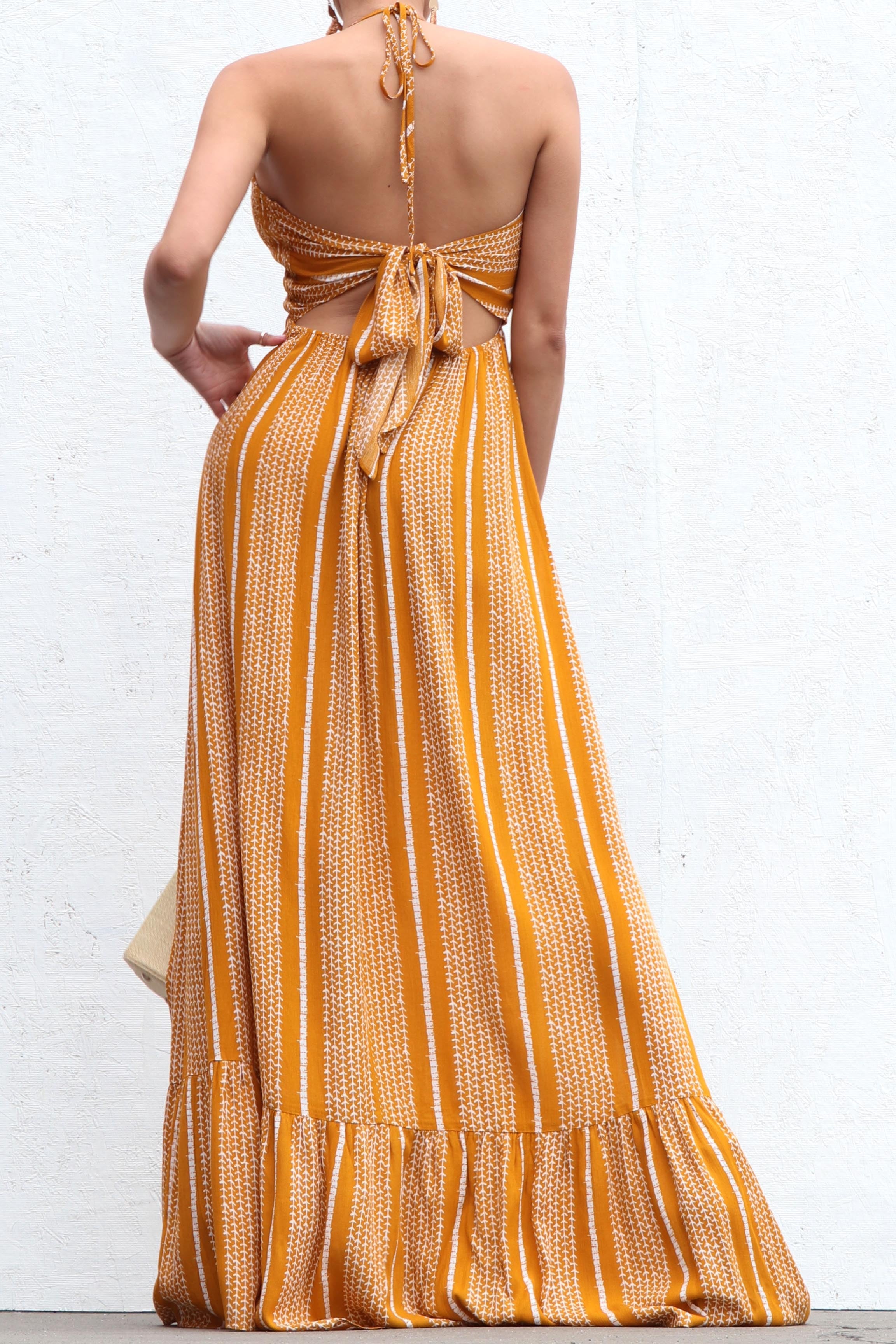 smocked top maxi dress Smocked Top Maxi Dress with Back Tie – Dominique Nicole Boutique