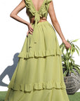 Ruffled V-Neck Maxi Dress