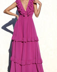 Ruffled V-Neck Maxi Dress