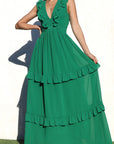 Ruffled V-Neck Maxi Dress