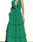 Ruffled V-Neck Maxi Dress
