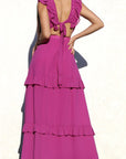 Ruffled V-Neck Maxi Dress