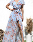 Belted V-Neck Maxi Dress