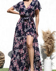 Belted V-Neck Maxi Dress