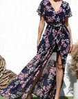 Belted V-Neck Maxi Dress