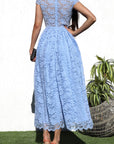 V-Neck Lace Midi Dress