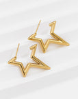 Open Star Gold Hoop Earrings