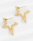Open Star Gold Hoop Earrings