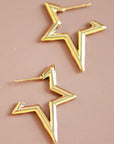 Open Star Gold Hoop Earrings