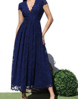 V-Neck Lace Midi Dress
