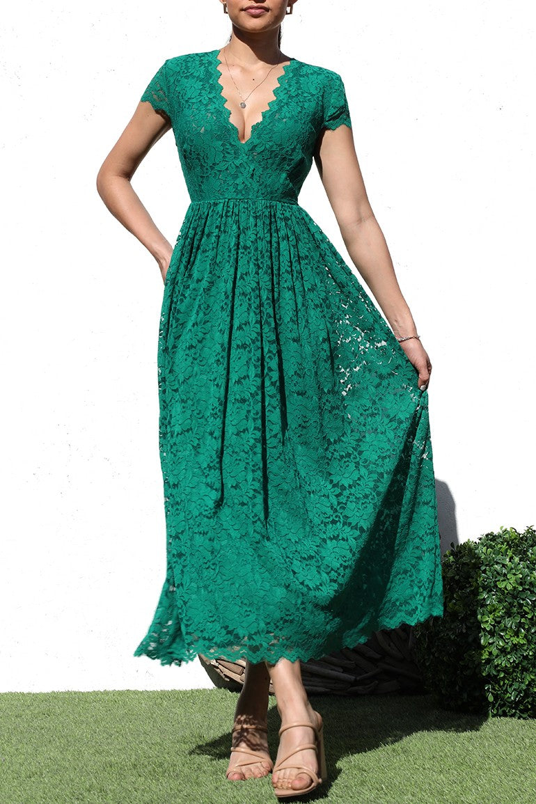 V-Neck Lace Midi Dress Dominique Nicole Boutique V-Neck Lace Midi Dress Dominique Nicole Boutique