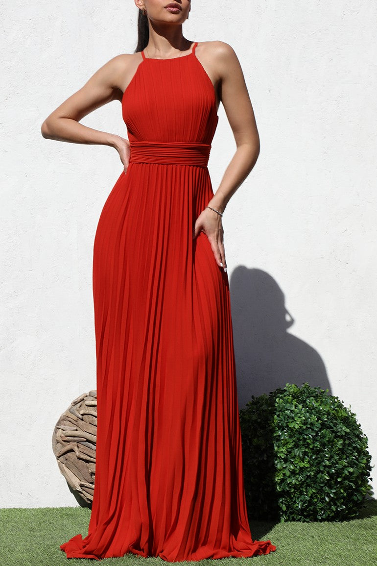 Pleated Maxi Dress L / Rust Pleated Maxi Dress L / Rust
