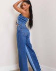 Women's Color Block Wide Leg Jeans