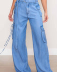 Belted Wide Leg Cargo Pants