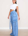 Belted Wide Leg Cargo Pants