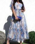 Floral Print Mesh Midi Dress
