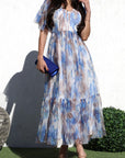 Floral Print Mesh Midi Dress