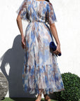 Floral Print Mesh Midi Dress