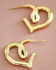 Open Heart Gold Hoop Earings