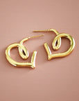 Open Heart Gold Hoop Earings