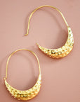 Hammered U-Shape Gold Hoop Earrings