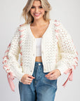Lace Ribbon Crochet Sweater