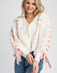 Lace Ribbon Crochet Sweater