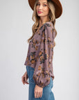 Floral Printed Long Sleeve Blouse