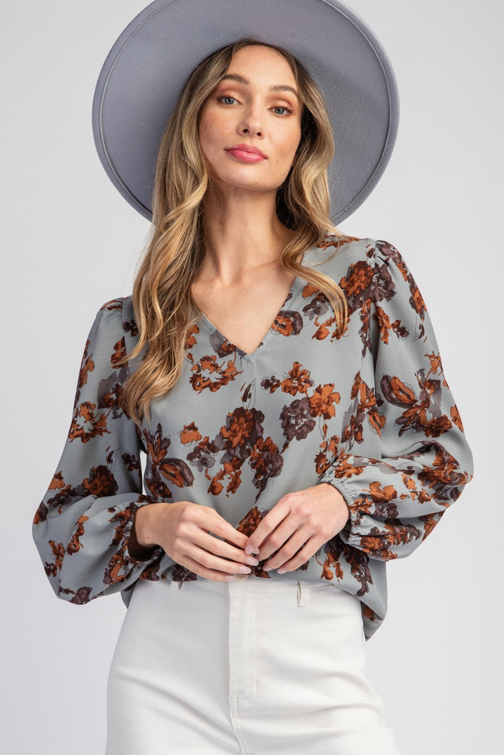 Floral Printed Long Sleeve Blouse – Dominique Nicole Boutique