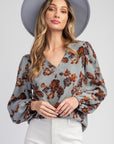 Floral Printed Long Sleeve Blouse