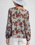 Floral Printed Long Sleeve Blouse