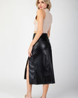 Faux Leather Midi Skirt
