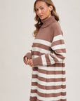 Striped Turtleneck Sweater Dress