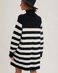 Striped Turtleneck Sweater Dress
