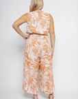 Plus Size Tropical Print Jumpsuit
