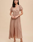 Puff Sleeve Button Down Dress