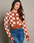 Women's Checkered Sweater Top