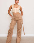 Women's Mid Rise Cargo Pants Khaki Pants