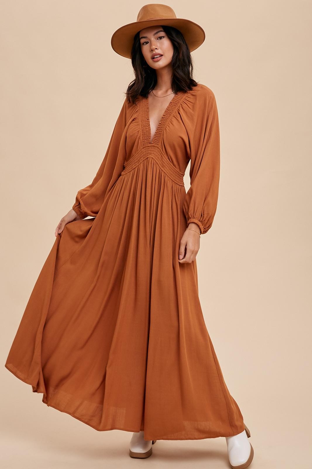 Plunge V-Neck Maxi Dress – Dominique Nicole Boutique